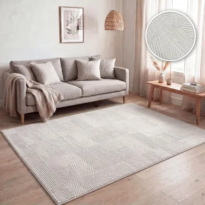 Image de Tapis de salon, motifs géométriques abstraits modernes, effet 3D Taille 200x280 cm