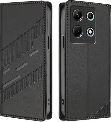 Produktbild von Hülle für Infinix Note 30 4G/Note 30 5G, Kunstleder Brieftaschen Handyhülle mit Kartenfach und Standfunktion Schwarz