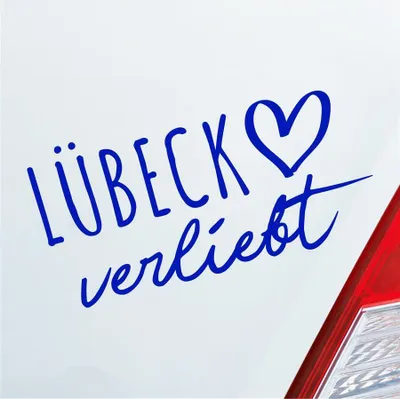 Produktbild von Auto Aufkleber Lübeck verliebt Herz Stadt Heimat Liebe Car 19x10 cm Dunkelblau Sticker Heckscheibenaufkleber