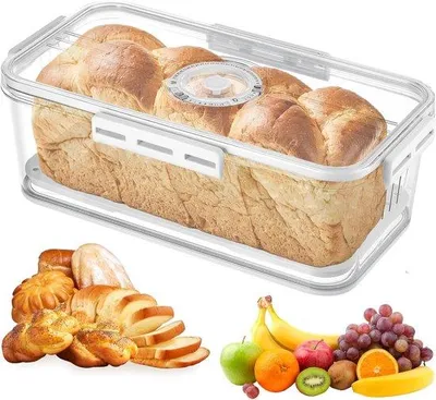 Image de Boîtes hermétiques pour le pain, pour la cuisine - Boîtes de conservation durables avec couvercle - Boîtes hermétiques pour le pain fait maison, les gâteaux et les biscuits