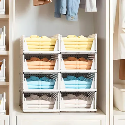 Produktbild von Organizer für den Schrank Schublade Korb Set 4 Stück Weiß 33,5x43x18 cm