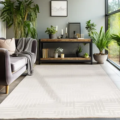 Zdjęcie produktu dla Dywan do salonu, sypialni, przedpokoju, miękki dywan w stylu boho, wzór 3D, styl skandynawski, miękki, rozmiar: 240x340 cm Kolor : Silber-5