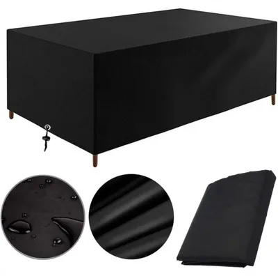 Produktbild von Schutzhülle für Gartenmöbel, 180 x 120 x 74 cm, 420D Oxford-Gewebe, schwarz, rechteckig, winddicht, UV-beständig und kältebeständig