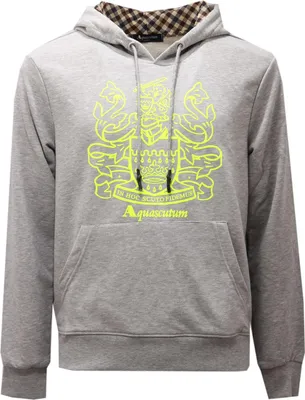 Productafbeelding van 2523AE: Herenhoodie, merk AQUASCUTUM, grijze katoenen sweater voor heren