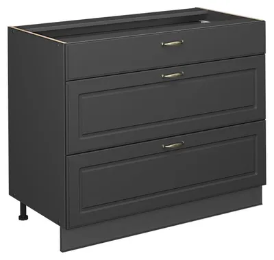Image de Meuble cuisine Vicco Fame-Line Anthrazit-Gold Landhaus/Anthracite 100cm sans PT, Model 61622