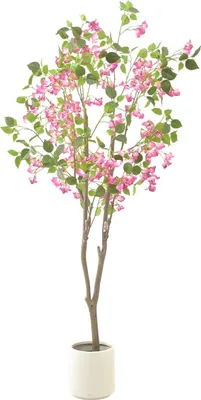 Produktbild von Künstlicher Bougainvillea-Baum - Topfpflanze - 150 cm Höhe - PVC - Bodenstehend - Für Außenbereich - Milchweiß