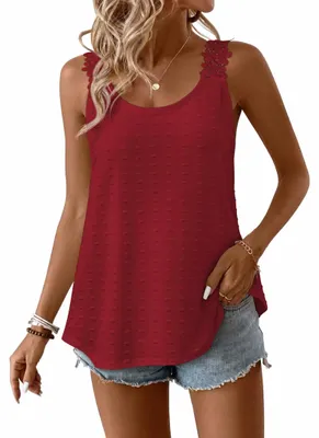 Produktbild von TUUHAW Tank Top Damen Große Größen Sommer Bluse Sleeveless Rot 3XL