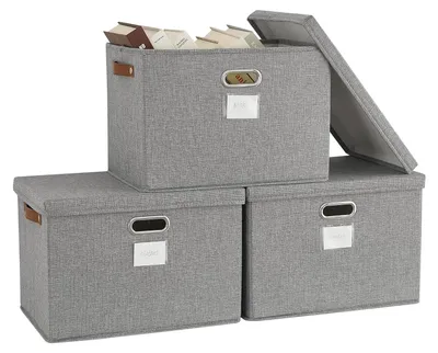 Produktbild von Aufbewahrungsboxen mit Deckel, Set von 3 Faltbaren Stoffboxen