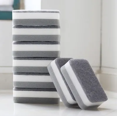 Obrázek produktu pro 10PC Houba na mytí nádobí Utěrka pro domácnost Oboustranný kartáč na hrnce Kuchyňské domácí práce Čištění zaoblených třívrstvých houbiček Drhnutí podložky