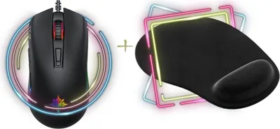 Immagine prodotto di mouse da gioco 2in1 RGB 1200 Dpi e tappetino per mouse flessibile 3 mm