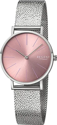 Produktbild von Regent Damenuhr Edelstahl-Armbanduhr Analog Mesh Metallarmband silber URBA895