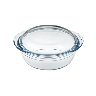 Immagine prodotto di Casseruola in vetro Piastra per cottura Piastra per arrostire Pentola in vetro con coperchio Rotonda 1,4 L