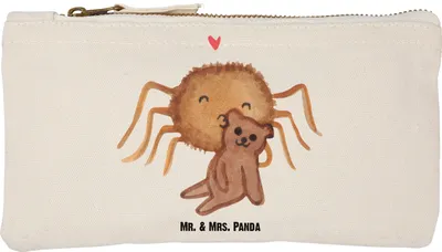 Produktbild von Mr. & Mrs. Panda Etui Spinne Agathe Teddy Größe S Klein - Weiß - Geschenk, Dankeschön, kosmetiktäschchen, Liebesbeweis, Treue, Stiftemäppchen, Kulturtasche, Pouch