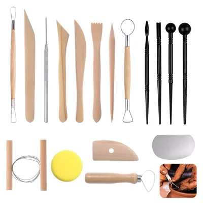 Produktbild von Töpferwerkzeug Set - 17-teiliges Modellierwerkzeug für Ton und Keramik - 17 Stück
