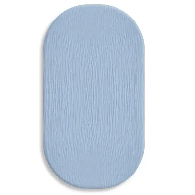 Produktbild von DOLCE SONNO Musselin Spannbettlaken 75x35 cm – 100% Baumwolle – für Moseskorb, Beistellbett & Wiege – Ovale Babybettwäsche mit Gummizug