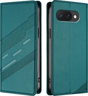 Produktbild von Hülle für Google Pixel 9A, Kunstleder Brieftaschen Handyhülle mit Kartenfach und Standfunktion Grün