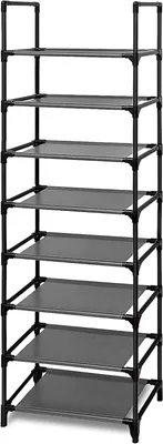 Image de Étagère à chaussures, 8 niveaux, en plastique, 46 x 27 x 141 cm, idéale pour l'entrée ou le dressing