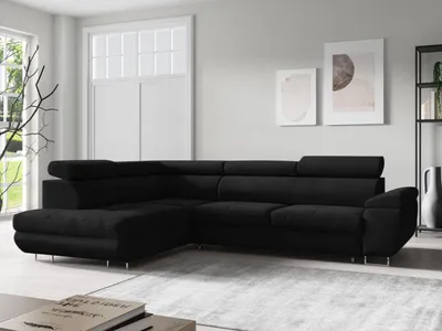 Produktbild von FurniDe24 Ecksofa L-Form Aron Links - Moderne Ecksofa, Wohnzimmer Sofa - Eckcouch Schwarz (Kronos 07)