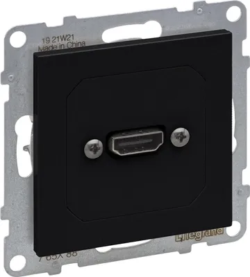 Produktbild von Legrand SEANO HDMI 1.3 Anschlusseinheit vorverdrahtet, Einsatz inklusive Abdeckung, Kabel 15cm, Schwarz, 765388