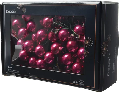 Produktbild von Weihnachtskugeln am Draht 2cm Glas 144 Stück - Granatapfel glänzend