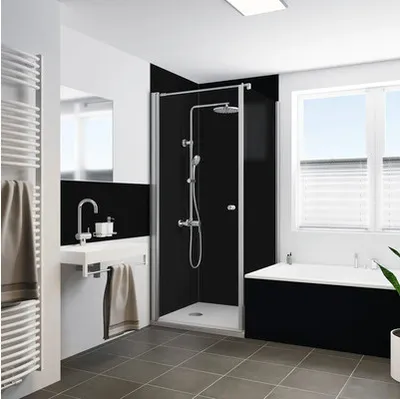 Produktbild von BREUER Duschrückwand Seidenmatt schwarz 255 x 150 cm 9482581000204