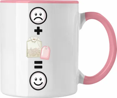 Produktbild von Trendation - Tee Tasse Geschenk für Tee-Liebhaber Teetasse Lustige Geschenkidee :( + Teebeutel = :) Geburtstag (Rosa)