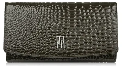 Produktbild von Damenleder Portemonnaie groß dunkelgrün Kroko mit RFID-Schutz Paolo Peruzzi AL-02-GB