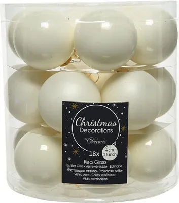 Produktbild von Elegantes 18-teiliges Set Glas Christbaumkugeln Weiß Matt & Glänzend 4cm Weihnachtsdeko