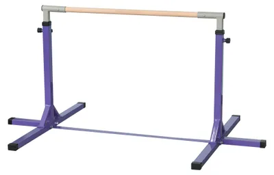 Produktbild von Gymnastik-Turnreck, Reckstange, 13-stufig höhenverstellbar, bis 75 kg belastbar, Stahl, Buchenholz, Lila