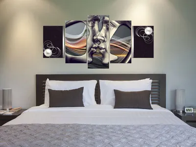 Immagine prodotto di Immagine acustica Bacio astratto 200x100 cm Immagini Schiuma acustica ad alte prestazioni fonoassorbente Tela insonorizzante 5 pz Murale Acustica della stanza Isolamento acustico h-A-0035-b-n