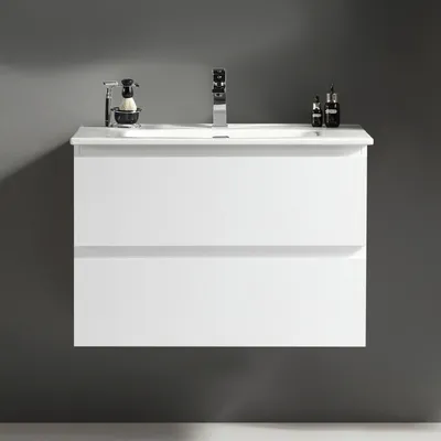 Produktbild von Alpenberger Waschtisch mit Unterschrank 80 cm Breit | Badezimmermöbel Set | Waschbecken Gäste WC | Waschbeckenunterschrank Hängend | Badmöbel