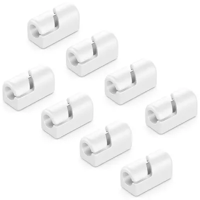 Produktbild von Ibenzoa® Silikon-Kabelhalter Set – 8 selbstklebende Kabelclips, weiß für Zuhause & Büro, praktisches Kabelmanagement