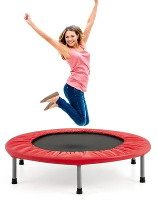 Zdjęcie produktu dla Mini trampolina składana, średnica 97 cm, trampolina fitness dla dorosłych i dzieci, maksymalne obciążenie 150 kg, kolor czerwony
