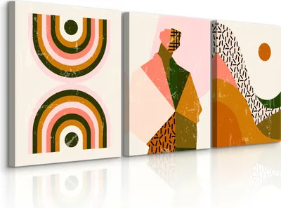 Immagine prodotto di Set di 3 quadri su tela 30x40cm BOHO ABSTRAKTION Ritratto con motivi geometrici