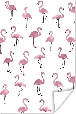 Produktbild von MuchoWow® Poster Flamingo - Rosa - Muster 80x120 cm - Papierdruck