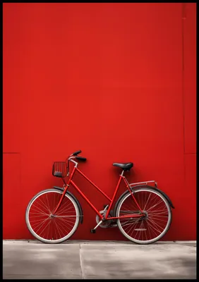 Produktbild von Poster Rotes Fahrrad Innenraum-Serie im urbanen Minimalismus 70x100cm mit weißem Rand