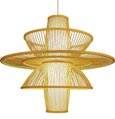 Produktbild von Fine Asianliving Bambus Hängelampe Pendelleuchte Handgefertigt - Nicole D60xH56cm Pendelleuchte Beleuchtung Bambus Lampenschirm Geflochten Lampe Belechtung Rotan