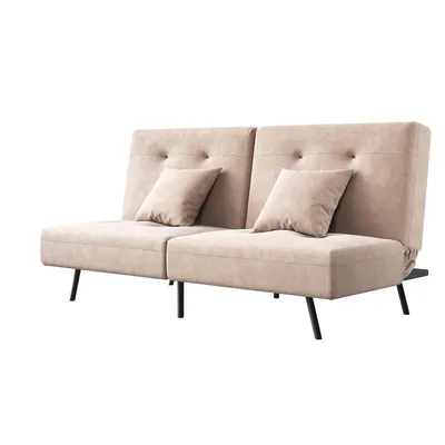 Produktbild von SONNI 180x89x78cm Khaki-farbenes Klappsofa Sofa und Bett in einem, feuerfester Schaumstoff, Babyfleece