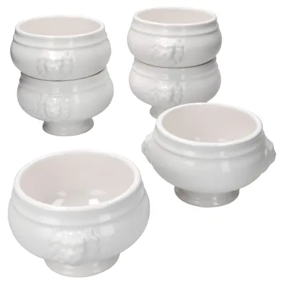 Obrázek produktu pro 6x LEO Lví hlava Tureens 450ml White 6 Servírovací polévková miska Stoneware