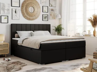 Obrázek produktu pro Boxspring Kontinentální postel ALDA s úložným prostorem - 140x200 cm - Tvrdé H4 | Černá  - Topper Visco