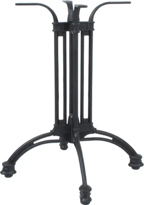 A black metal table base with four legs, displayed on a white background.