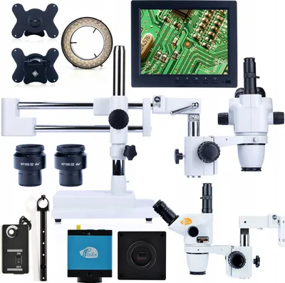 Immagine prodotto di Rosfix Set Moon Pro MSMP - Microscopio Stereo Trinoculare con Fotocamera HDMI/USB e Display da 8" | Zoom 6,7-45x, LED 56x | Simul-Focal
