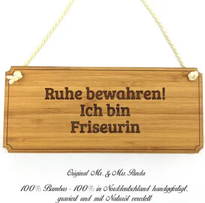 Produktbild von Mr. & Mrs. Panda Wegweiser Friseurin - Geschenk, Abschied, Eingangsschild, Geschenkidee, Firmenschild, Türschild, Shabby, Schild, Holzschild, Beruf, Landhaus, Abschluss