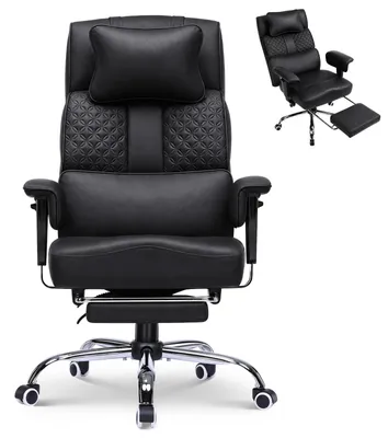 Immagine prodotto di Sedia ergonomica per ufficio e gaming - Modello CH620 - Poggiatesta regolabile - Ampio supporto lombare - Seduta larga 54 cm - Inclinazione regolabile da 90° a 150° - Capacità di carico: 180 kg - Rivestimento in ecopelle nera