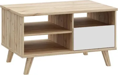 Produktbild von TV-Schrank - VANKKA - Eiche / Mattweiß - 124,4 x 41,7 x 54,3 cm