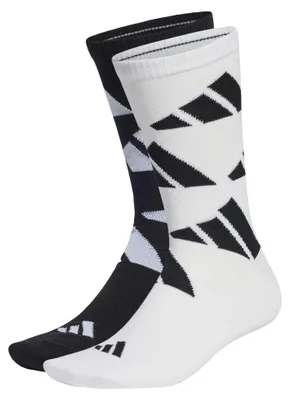 Immagine prodotto di Calzini unisex adidas AEROREADY con logo, modello crew, confezione da 2 paia, colore bianco/nero, taglia 49-51