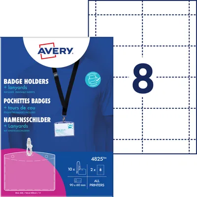 Zdjęcie produktu dla Kieszonki na identyfikatory AVERY 4825 z tekstylnym paskiem, czarne