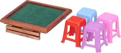 Obrázek produktu pro 1:12 Miniaturní mahjongový stůl pro domeček pro panenky, vysoce realistický, se židlí ModelDollhouse