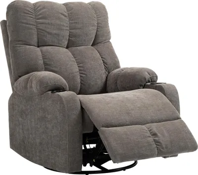 Produktbild von Relaxsessel mit Fußstütze, Loungesessel modern, drehbar, bis 150 kg, Stahlrahmen, 88x96x108cm, Hellbraun