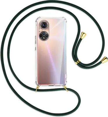 Produktbild von Handykette Backcover-Schutzhülle mit Band (Metall goldfarben) für Honor 50 (NTH-AN00) - dunkelgrün